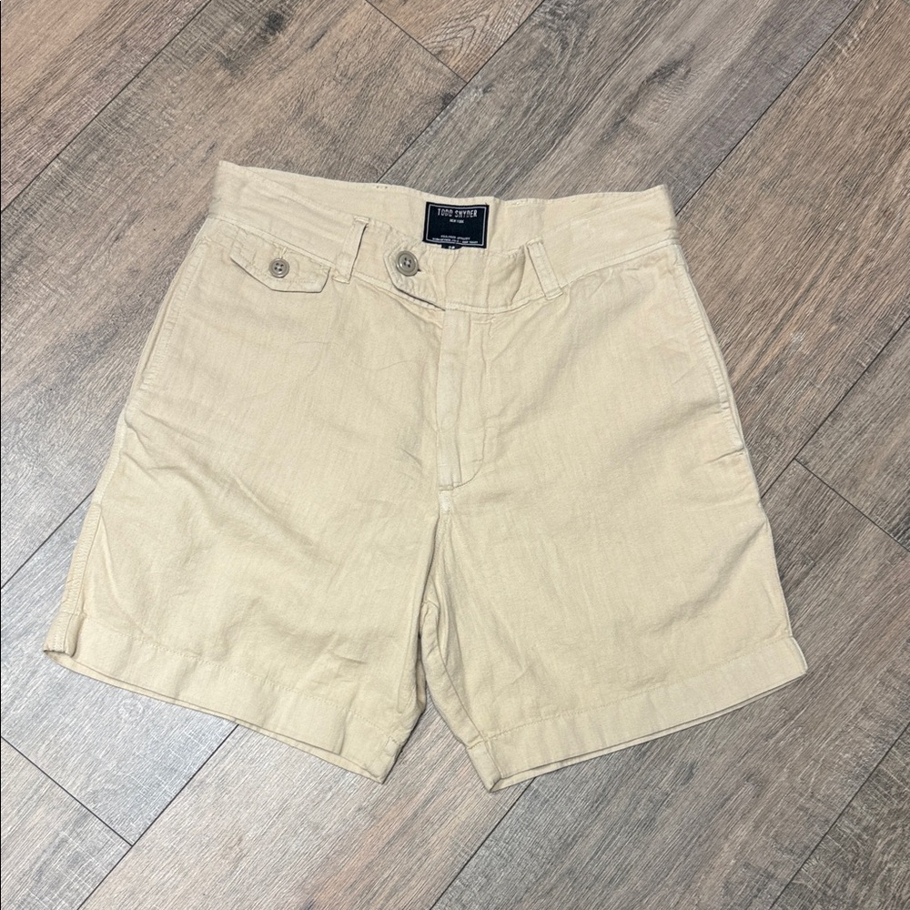 NWT Todd Snyder Light Beige Cotton-Linen Flat Front Shorts